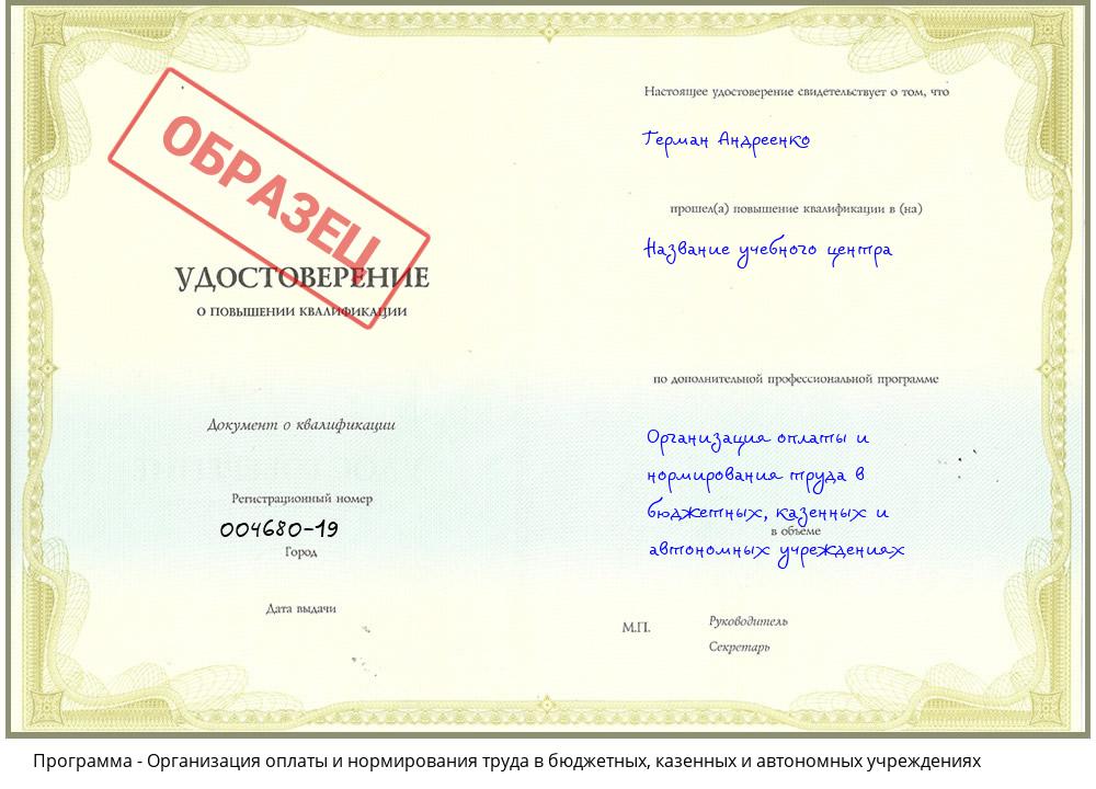 Организация оплаты и нормирования труда в бюджетных, казенных и автономных учреждениях Новороссийск