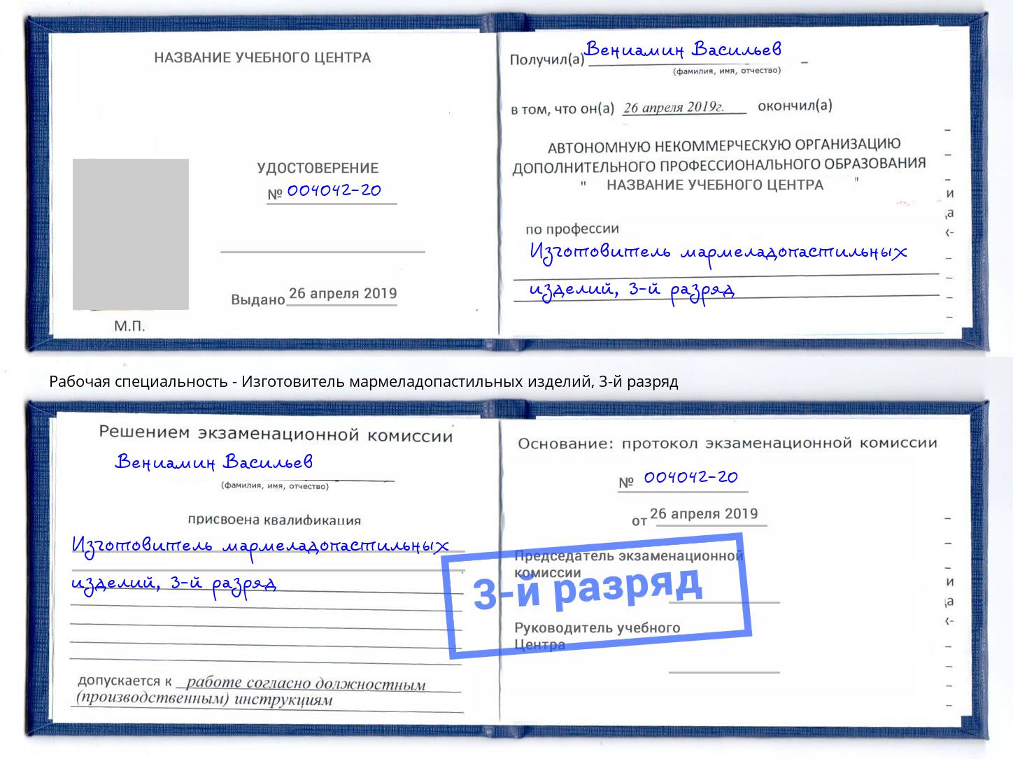 корочка 3-й разряд Изготовитель мармеладопастильных изделий Новороссийск