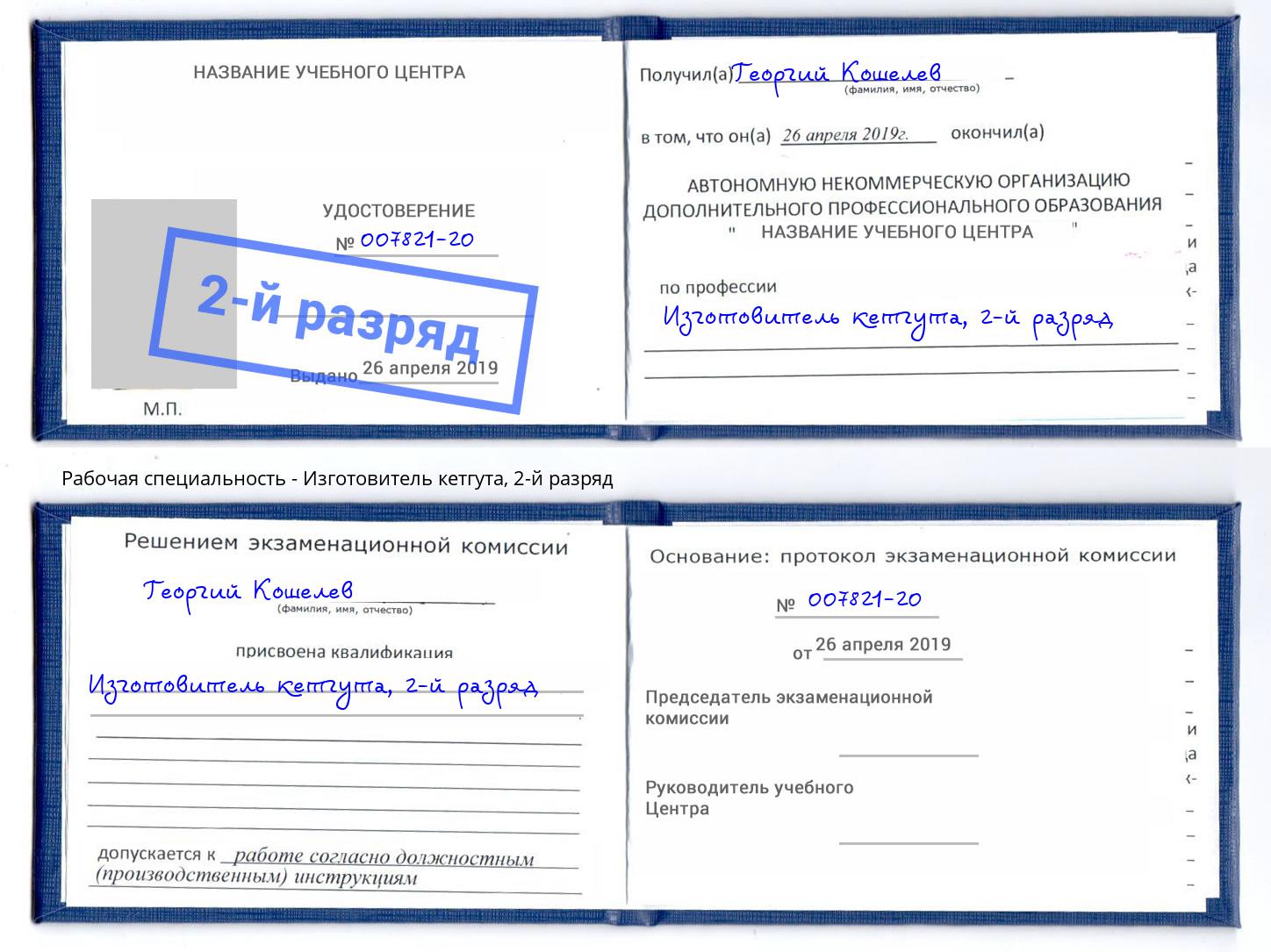 корочка 2-й разряд Изготовитель кетгута Новороссийск
